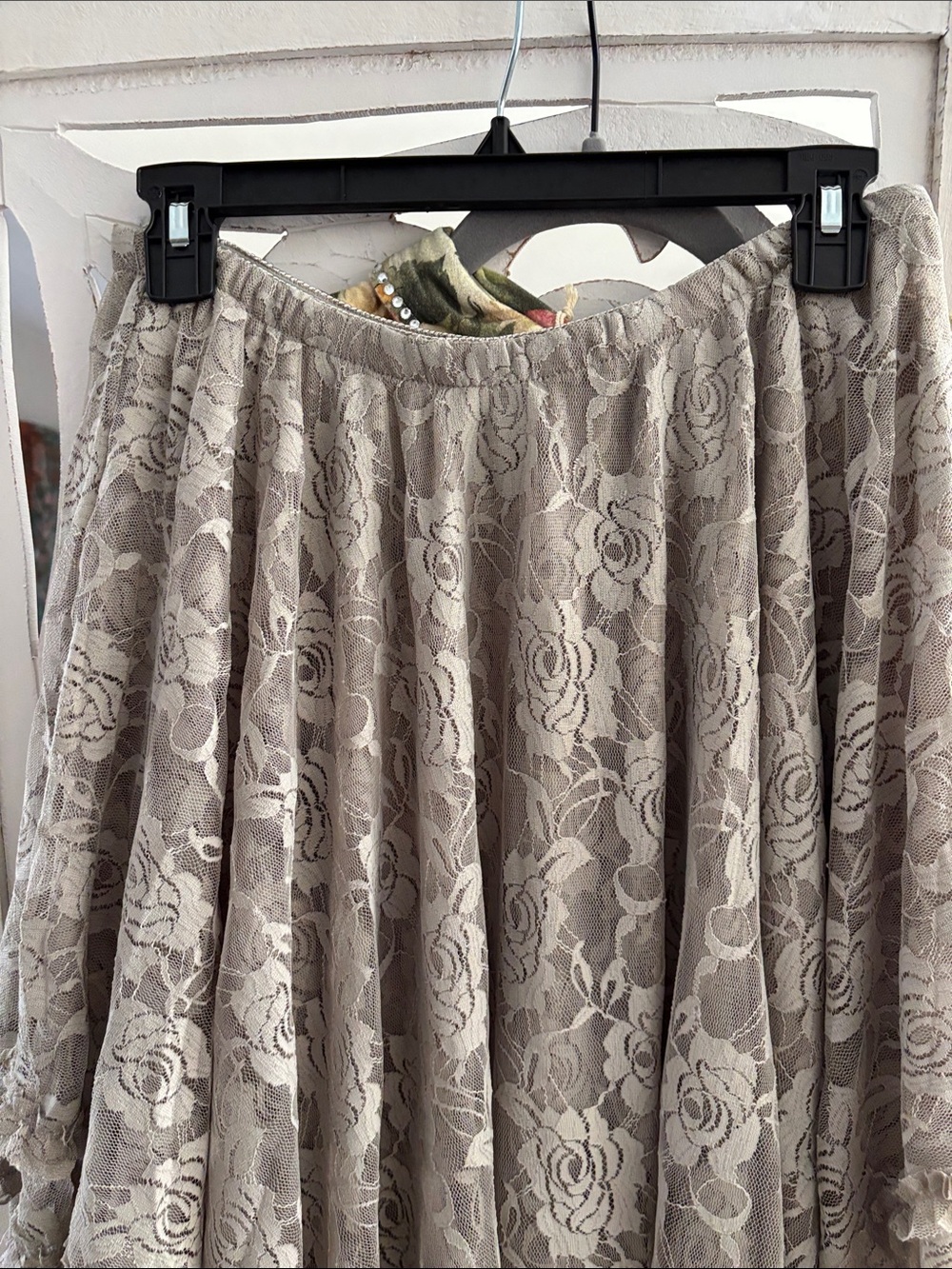 Boho Tiered Lace Maxi Skirt in Taupe - Picture 2 of 7